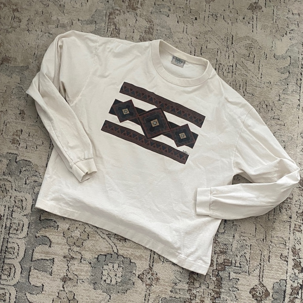 Cream Geometric Long Sleeve Shirt